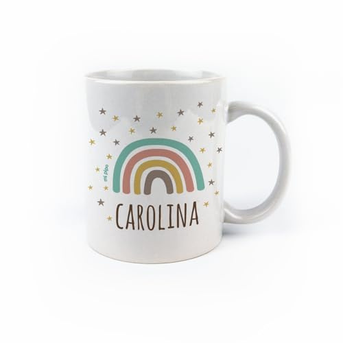 Mi Pipo - Taza Personalizada Nombre Niños - Arcoiris Soft | Taza de Plástico 350 ml | Libre de BPA, Ligera, Resistente | Apta para Microondas y Lavavajillas | Ideal como Regalo Personalizado