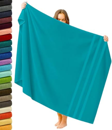 Jumbo Bath Sheet Oversized For Adults 100 x 200 cm Extra Large Size Super Soft 100% Egyptian Cotton Quick Drying XXL Bath Sheet Towels Bathroom, Beach, Spa, Hotel and Pool 600GSM (Teal/Turquoise)