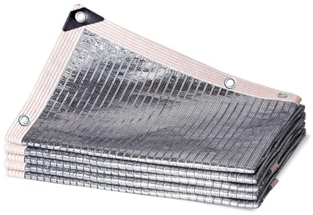 Tela de sombra reflectante 75 % de red de bloqueo solar con ojales, cubierta de malla perfecta para pérgola, techo, jardín, patio (13 x 52 pies - 4 x 55 pies)