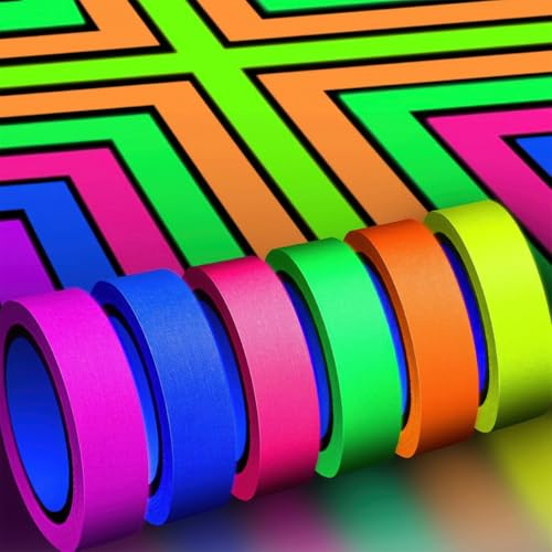 6 Rollos Cinta Adhesiva Fluorescente, 5m x15mm Cinta de Neón