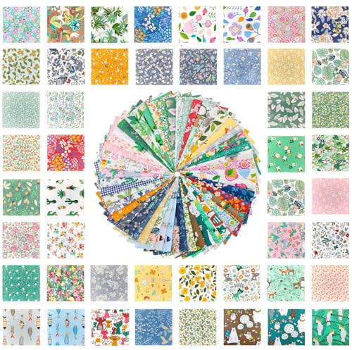 Rebanky 50 Piezas Telas Algodon Patchwork 15x15 cm Piezas Tela Algodon para Coser Telas para Manualidades Cuadrados Patchwork para DIY, Costura y Artesanía