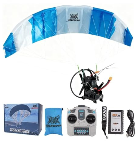 ENGINEMECH 2.4G Ferngesteuertes Gleitschirm Paragleiter Modell, RC Electric Stunt-Flug-Gleitschirm, Faltbare Flügel aus Nylon, 128cm Spannweite, Geschenk für Flieger Enthusiast