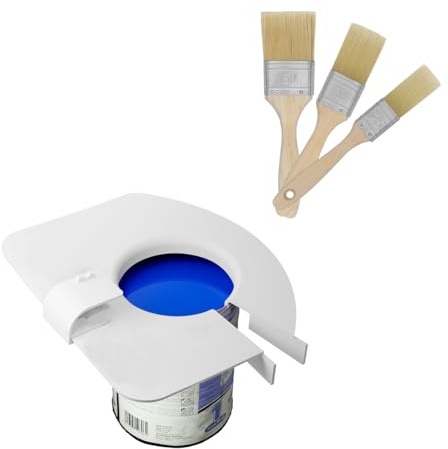 Pinselset mit Abtropfring für eine 750ml Farbdose – 3-teiliges Malerset mit Spritzschutz – Pinsel 25mm, 35mm & 50mm für sauberes und effizientes Streichen