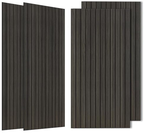 AUTORIFIC Acoustic Panels,4 Pack 47.2”x23.6” Sound Panels,Rustic Walnut | Simulated Wood Grain Finish Wall Panels,Decorative Sound Proof Foam Panels for Walls for Office,Home Theater,Studio