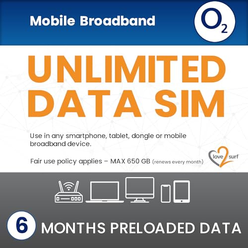 O2 Unlimited Data SIM Card UK – Preloaded Data SIM for Home Broadband Replacement, Routers & Mobile WiFi – No Contract, 6 Months plan