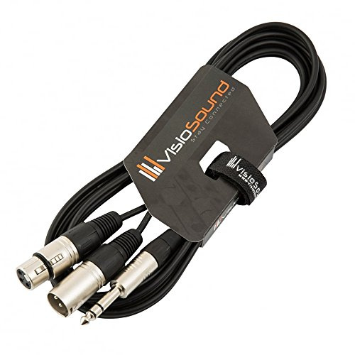 6.35mm 1/4 Stereo TRS Jack to 1 x Male & 1 x Female XLR Insert Lead (3m) | Noiseless OFC Audio, Signal, FX, Patch Cable for Stage & Studio