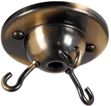 ElekTek Deckenrosette mit 3 Haken Deckenhängeleuchten, Hängeleuchten und Deckenbaldachins und Kronleuchter - Traditionelle Metallausführungen Messing Antik Gebürstet