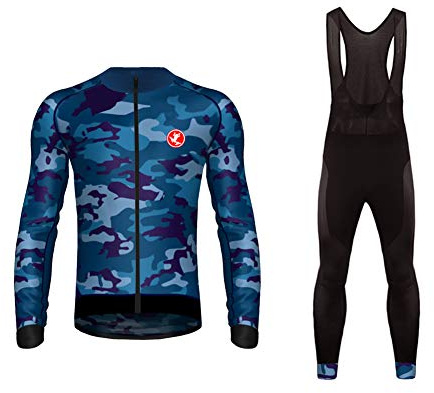 UGLY FROG Neuer Radsport Anzüge Herren Winter Warm halten with Fleece Langarm-Radsport-Trikot+Lange Lätzchen Dicht with Gel Pad Breathable Classic Bicycle Set
