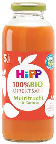 Hipp 100% Bio-Direkt-Säfte, Direktsaft Multifrucht mit Karotte, 6er Pack (6 x 330 ml)