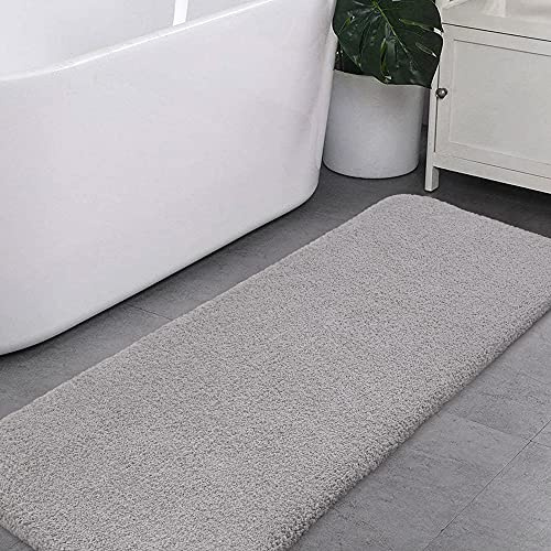 Halkfri badmatta förtjockad badmatta för badrum absorberande ultramjuk badrumsmatta matta fluffig mikrofiber sängmatta golvmatta golvmatta, snabbtorkande, maskintvättbar - 50 x 122cm (Ljusgrått)