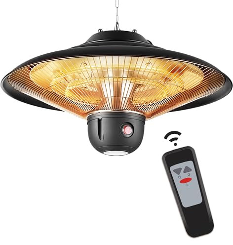 DONYER POWER Außenheizungen für Garten Terrassenstrahler mit Fernbedienung 800W/1200W/2000W Halogenstrahler Wasserdicht Gewächshaus Infrarotheizungen