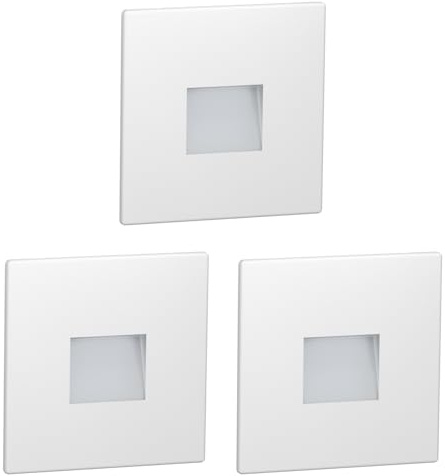 ledscom.de 3 Stück LED Treppenlicht/Wandeinbauleuchte FOW für innen und außen, Downlight, eckig, 85 x 85mm, warmweiß
