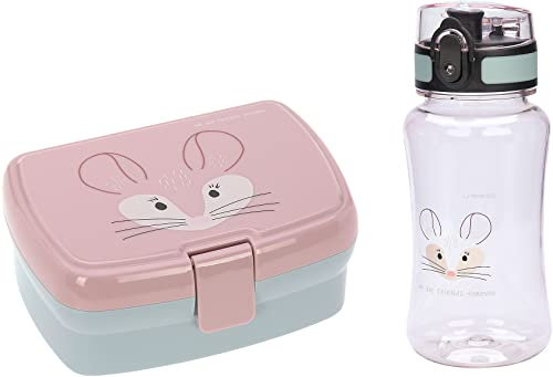 LÄSSIG Brotdose & Trinkflasche Set - Lunch Set mit Lunchbox und Trinkflasche (460 ml)/About Friends Chinchilla