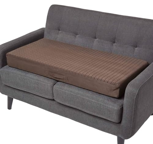 Homescapes Sitzerhöhung Sofa 2-Sitzer braun 100x50x10 cm, Dicke Sitzkissen Erhöhung für Erwachsene & Senioren, langes Aufstehkissen, orthopädischer Schaumstoff mit Velours-Bezug