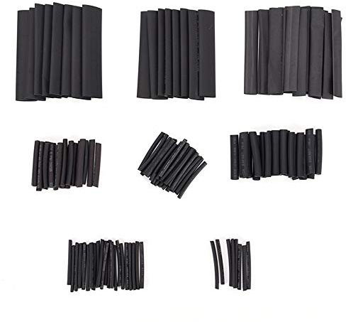 127Pcs Heat Shrink Tubing Kit 12 Sizes Black Electric Insulation Heat Shrink Wrap Cable Sleeve Shrink Ratio 2: 1