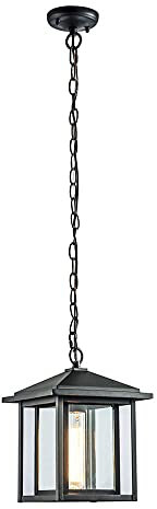 wonderlamp - Lámpara colgante exterior Avenida, 1xE27, Máx. 60 W, IP 23, Lámpara Vintage, forma de Farol con cristal, Negro