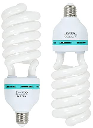 FGen 2 x 135 W CFL fotolampa 5 500 K fotolampa med E27-kontakt, studiolampa energisparande 10 000 timmars livslängd belysning för produktfotografering fotostudio, fotografi, softbox