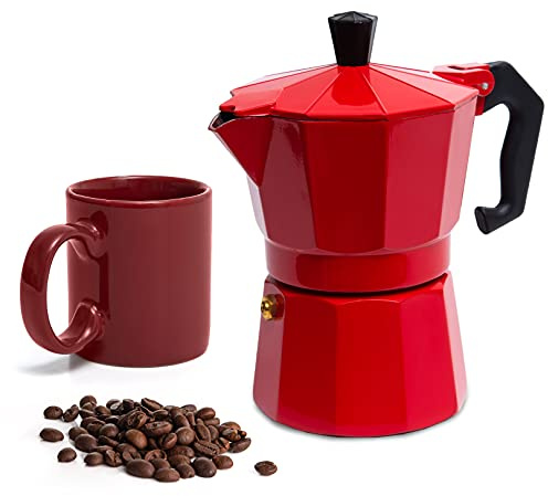 Mixpresso 3 Cup Moka Pot Stovetop Espresso Maker, Italian Cuban Coffee Pot