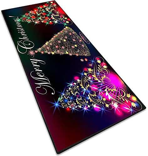 AEREY Weihnachtsteppich 3D rutschfest Weihnachtsdruck Teppich KüChenläUfer rutschfest Badezimmer Teppich Weihnachtsbaum, ideal für Wohnzimmer, Flur,Terrasse, Schlafzimmer, Küche(100x300cm)