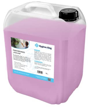 Hygiene King | Glasreiniger mit Lotuseffekt | 10 Liter Kanister | Fensterreiniger-Konzentrat zum streifenfreien Reinigen von Glasoberflächen wie Fenster, Spiegel und Fensterrahmen