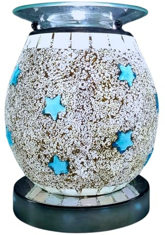 Cello Blue Star Mosaic Touch Electric Wax Melt & Oil Burner – Scented Fragrance Diffuser, Home Living Room Décor, Night Light, Bedroom Office Accessories Present Aroma Gift Touch Control