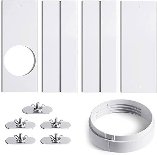LINFKY Tragbares Klimaanlagen Fensterabdichtung, Verstellbare Mobile Klimaanlage Schiebefenster PVC Dichtungssatz, Bausatz für Erweiterungsfenster mit Schnittstelle (Für 15cm Schlauch)