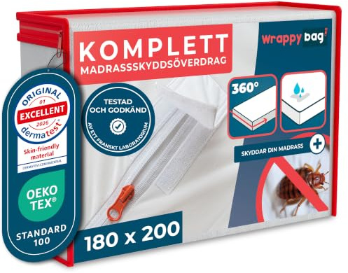 WRAPPYBAG® Coprimaterasso Impermeabile - Protezione Integrale Anti-Acaro e Insetti - Coprimaterasso senza Trattamenti Chimici - Superficie in Cotone Morbida e Confortevole - 14 Taglie Disponibili