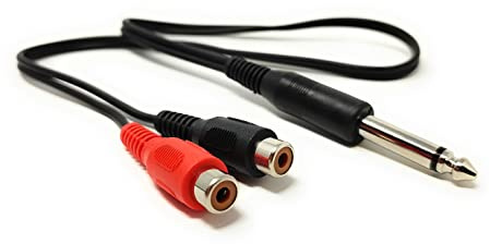 Maincore 50cm 6.35mm MONO Jack Plug to RCA Phono Female Sockets Adapter Cable Splitter Lead Wire