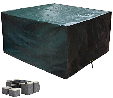 PATIO PLUS Cubiertas para Muebles de Jardín, Cubierta Impermeable para Cubos de Mueble de Patio, Cubierta para Muebles de Ratán de Exterior Resistente al Viento, 125x125x71cm Verde