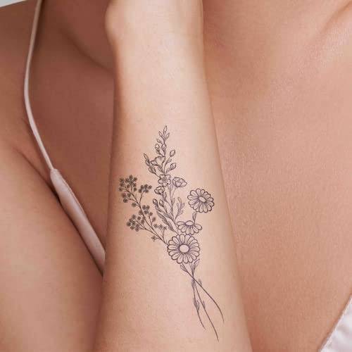 MyJagua Tattoo • Blumenwiese | 1-2 Wochen Tattoo | Auf Pflanzenbasis | Hautverträglich | Wasserfest | Neue Tattoo Technologie | Kein Klebe Tattoo