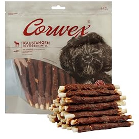 Corwex Hundsnack tuggstång i hästrock maxi-pack | spannmålsfri | läckra tuggpinnar för känsliga hundar (500 g)