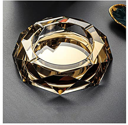 SUREK Elegant Aschenbecher aus Glas, klares Kristallglas, rutschfeste Aschenbecher-Untersetzer, Desktop-Raucher-Aschenbecher für Home Office-Dekoration Einfach zu verwenden