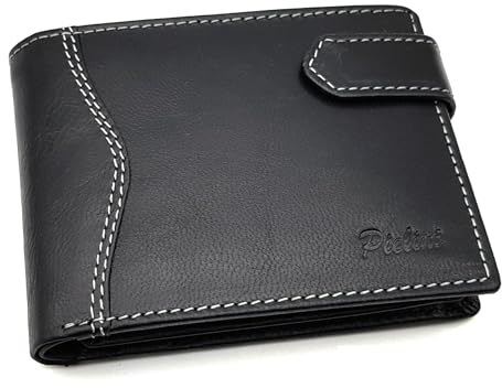 Pielini - Cartera de Piel Hombre con Billetera y Monedero. Cartera Monedero Hombre. Tarjetero Piel. Tarjetero Monedero. Porta Tarjetas Caballero Modelo 5279 (Negro)