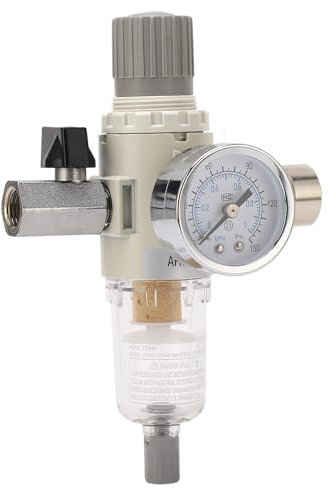 Luftfilter-Druckregler, 2-in-1-Druckluft-Wasserabscheider-Regler mit 150 PSI-Messgerät (3/8 Zoll Kugelhahn)