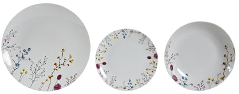 VAJILLA SET 18 PORCELANA 27X27X3 FLORES MULTICOLOR