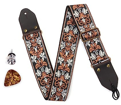 Gitarrengurte im Vintage-Stil, bestickt, verstellbarer Nylon-Schultergurt, Gitarrenzubehör, Bassgitarre, Zubehör für Anfänger und Erwachsene