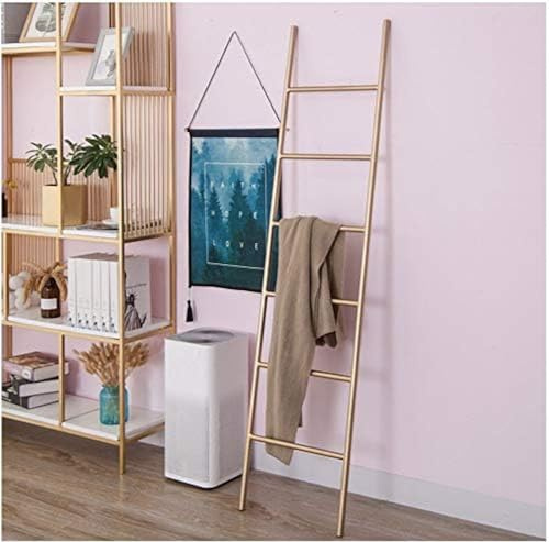 Escalera para Toallas, toallero Estilo Escalera con Acabado a Prueba de óxido, toallero de pie para el Suelo, para baño, balcón, Dormitorio, Dorado