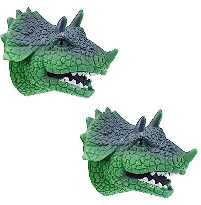 FOYTOKI 2stücke Dinosaurier Handpuppe Spielzeug TPR-Kunststoff Tier Fingerpuppen Für Junge Mädchen Simulation Aniaml Rollenspiel Handpuppe Mit Öffnendem Und Schließendem Mund Grün