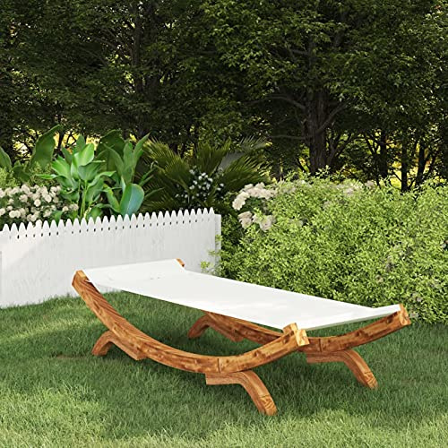 Faroom Tumbona para 2 Personas con Dosel de MaderaTumbona Doble con Toldo Cama de Jardín Tumbona de relajación Tumbona Jardín Patio Terraza Piscina 100 x 188,5 x 44 cm Crema