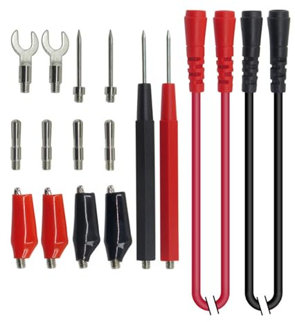 16 in 1 Multimeter Test Leads Kit, Silicone Jumper Wires with Electronical Alligator Clips Probes, Banana Plug, Power Testing Needle for Digital Electrical Testing, Circuit Connection, Experiment