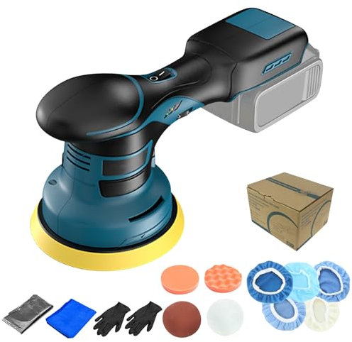 Lucidatrice compatibile con batteria al litio Makita da 21 V, lucidatrice per auto da 15 cm, con 12 accessori, lucidatrice per auto, 6 tamponi in spugna, lucidatrice per auto, velocità variabile 5700