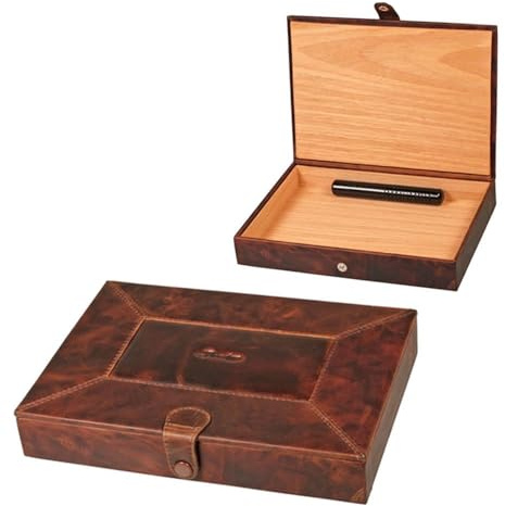 Passatore Humidor - Lederoptik antikbraun, für ca. 10 Zigarren