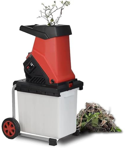 IMOSEI Garden Branch Shredder, 2500W Powerful Electric Wood Chipper Mulcher, Max.40mm Cutting Capacity, Transport Wheel Move Easily，50L Collection Box, for Lawn and Garden