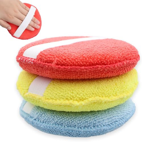 3 Pezzi Spugna Lavaggio Auto,Spugna Auto Spugna Grande Pad di Lucidatura con Microfibre,Spugna Lavaggio Moto,Spugna per Auto Lavaggio Esterno per Auto Lucidatura e Pulizia Applicatore Cera - 13 cm