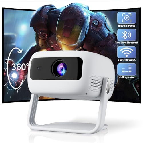 [360°Adjustable Stand] Mini Projector with WiFi and Bluetooth: Electric Focus & Auto Keystone 1080p Supported, 15000L,Phone Projector - 2025 Upgraded Visulapex Portable Home Theater