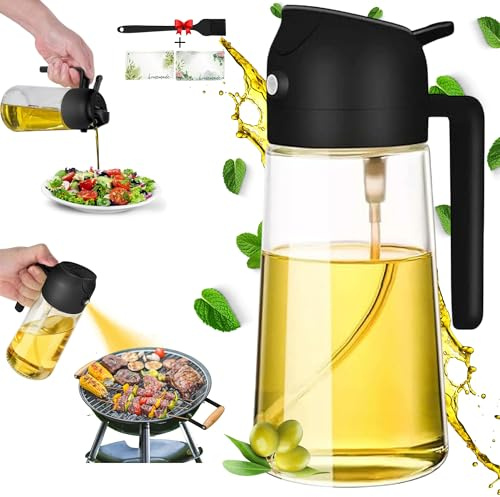 Huilier Spray pulvérisateur 2 en 1 pour huile en verre et huile de cuisine anti-goutte