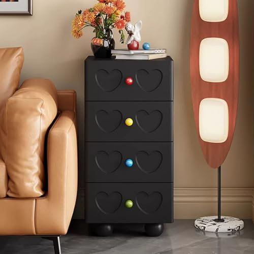 GUAWJRZDP Kommode Mit 4 Schubladen, Holzschrank, Kommode, Schubladenaufbewahrung Mit Farbigen Griffen, Schubladen-Organizer-Aufbewahrung, for Schrank, Wohnzimmer, Flur(Nero,L40cm/15.7in)