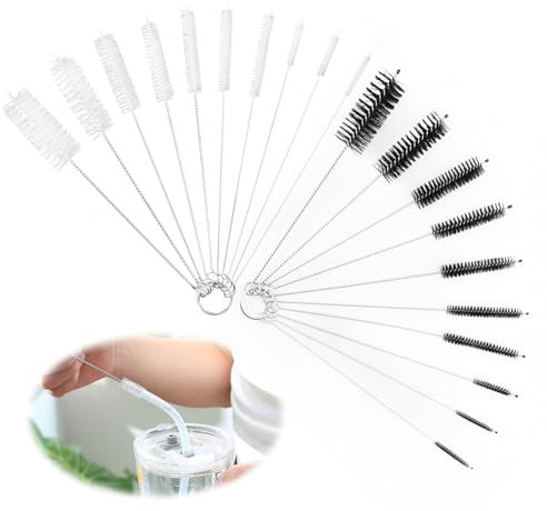 20pcs Botella de Limpieza Cepillos, Cleaning Bottle Brush Set, Cepillos de Limpieza para Botellas y Pajitas, Cepillos de Acero Inoxidable y Cerdas de Nylon, Ideal para Botellas, Tetera, Jarras y Má