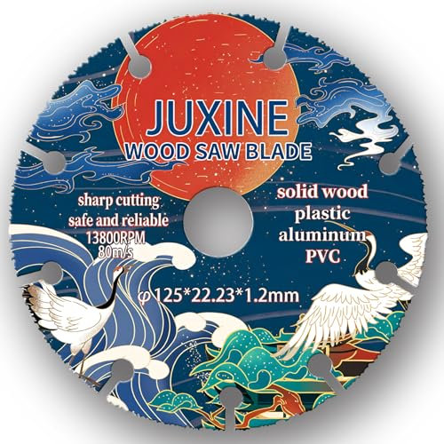 Sägeblatt für Winkelschleifer, JUXINE Ø125 mm Carbide Multi Wheel Trennscheiben mit 22,23 mm Bohrung für kleine Winkelschleifer für Hartholz, Holz mit Nägeln,Gummi,Kunststoff. (1)