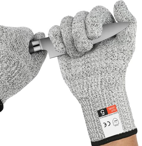 AUYAO Cut Resistant Gloves, Level 5 Protection Anti Cutting Gloves, Lightweight Protective Work Gloves, Food Grade Cut Proof Gloves for Kitchen Cooking, Meat Cutting and Woodworking (26cm)